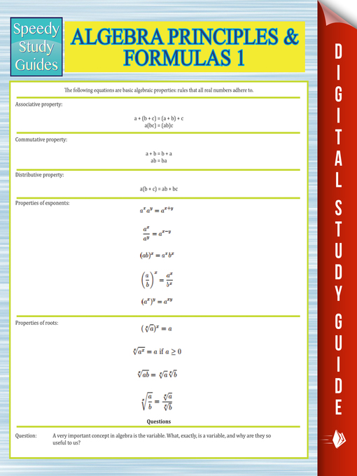 Title details for Algebra Principles and Formulas 1 by Speedy Publishing - Available